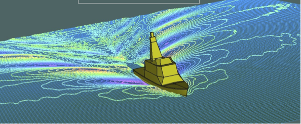 Simulación del comportamiento en la mar del Patrullero Esequibo con estela hidrodinámica